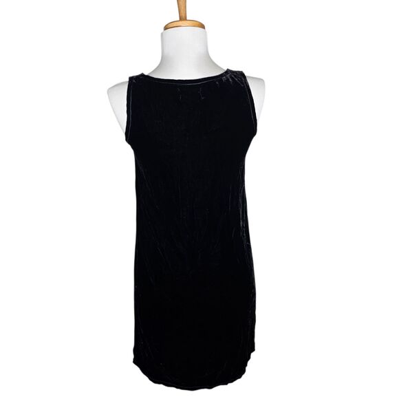 Vtg Y2K Crochet Velvet Silk Blend Mini Shift Dress Max Studio S.P. Black Goth XS - Picture 6 of 12
